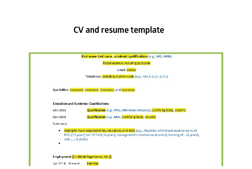 Writing resumes and CVs for international positions
