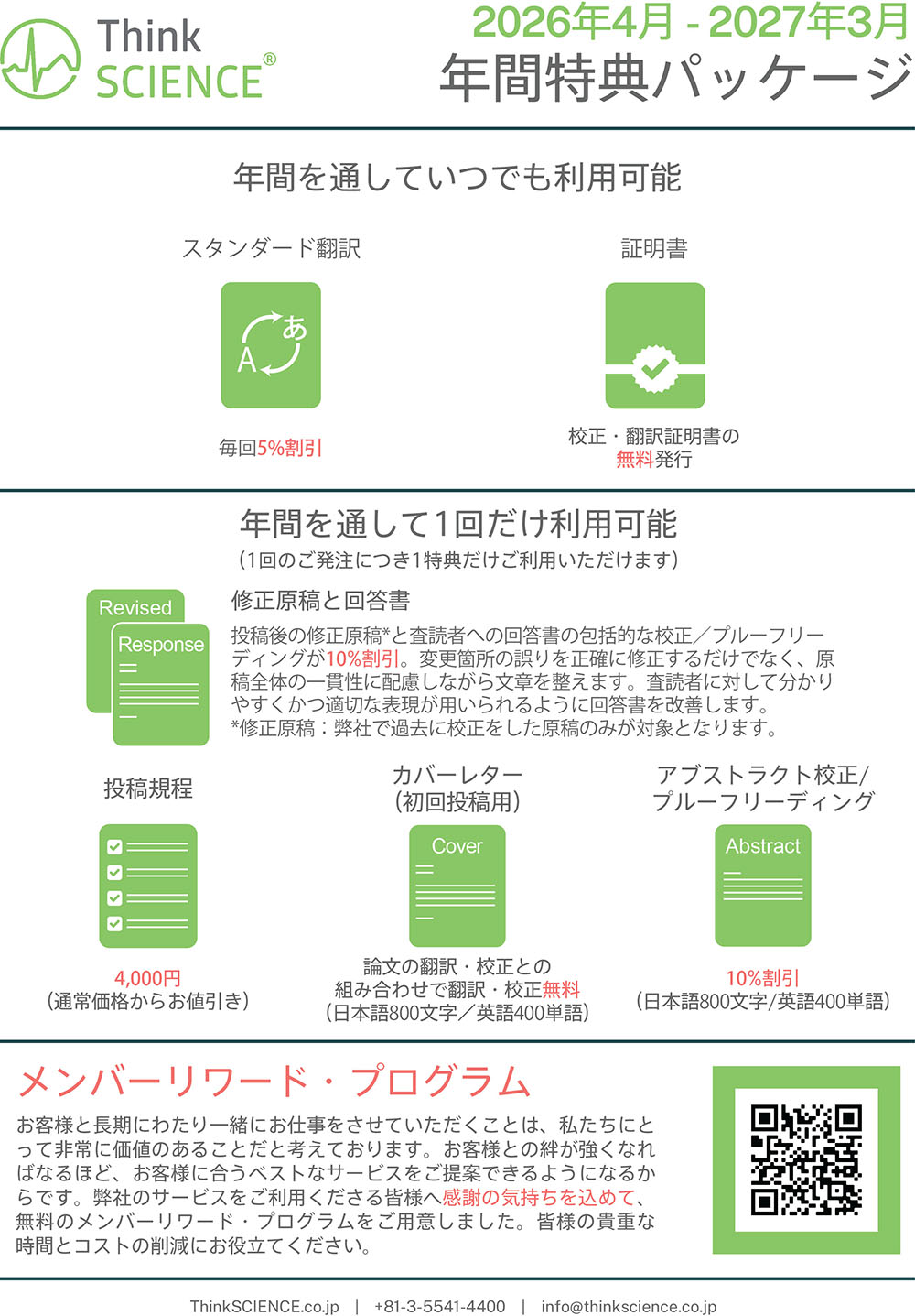 ThinkSCIENCEのメンバーリワードプログラム特典と紹介割引