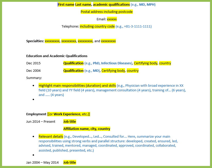 Writing a cv for academic positions clerical